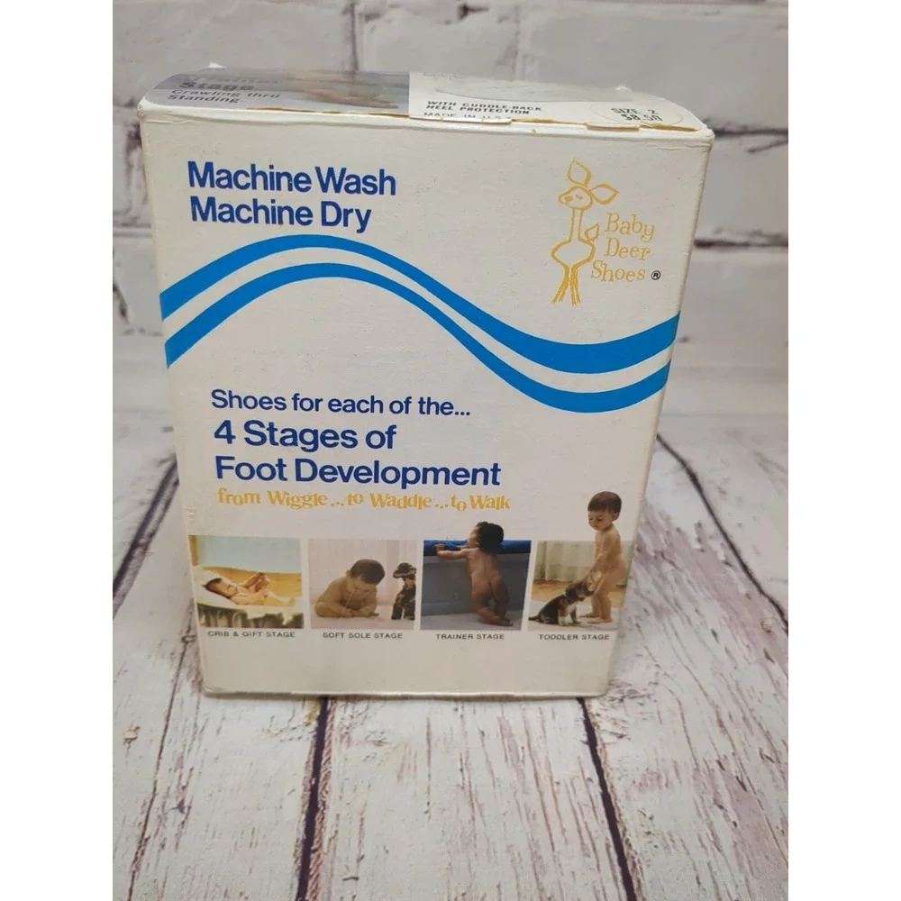 Vintage Baby Deer Infant Trainer‎ Sole Washable Shoes Size 2 Style 4670 In Box
